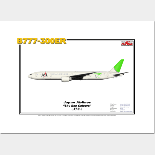 Boeing B777-300ER - Japan Airlines "Sky Eco Colours" (Art Print) Posters and Art